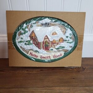 Vntg 1999 Avon HOME SWEET HOME Cast Iron Trivet Christmas‎ Holiday.